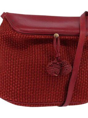 Authentic BOTTEGA VENETA Shoulder Bag Wool Red
